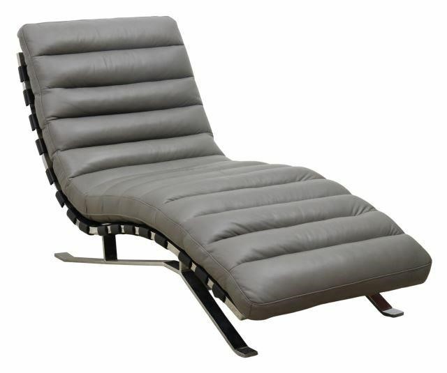 MODERN CHROME & LEATHER CHAISE