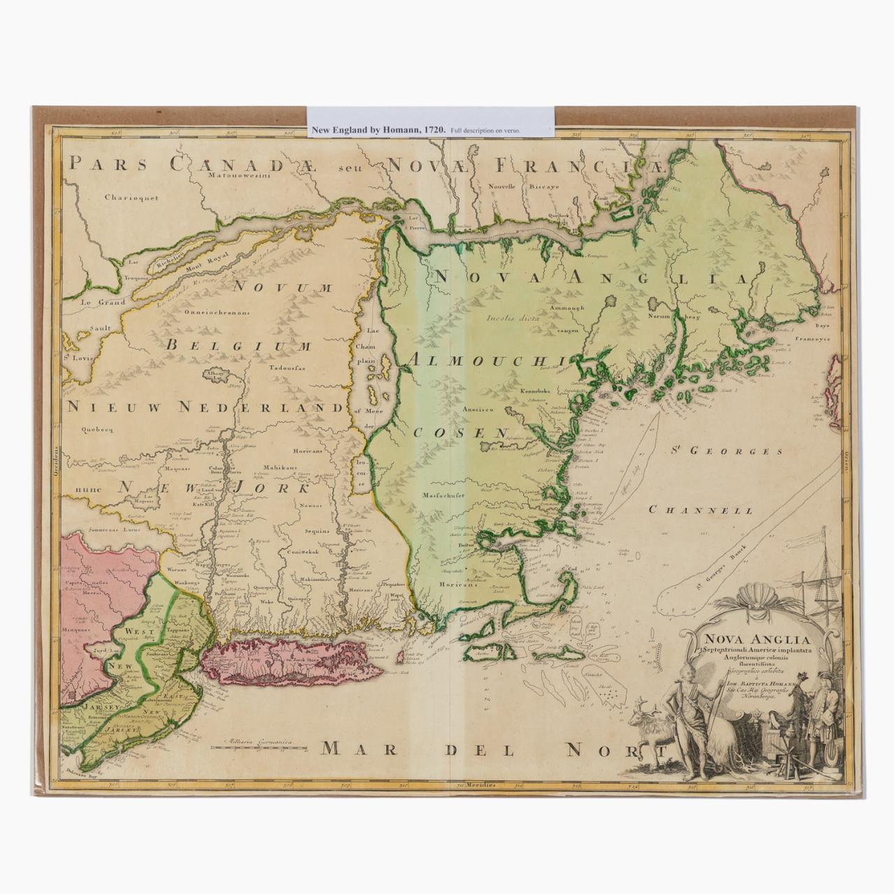 JOHANN HOMANN, MAP OF NEW ENGLAND,