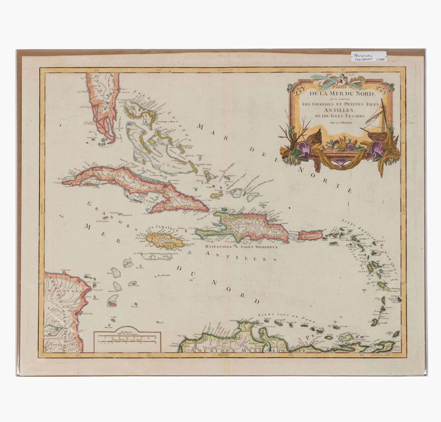 ROBERT DE VAUGONDY, MAP OF CARIBBEAN,