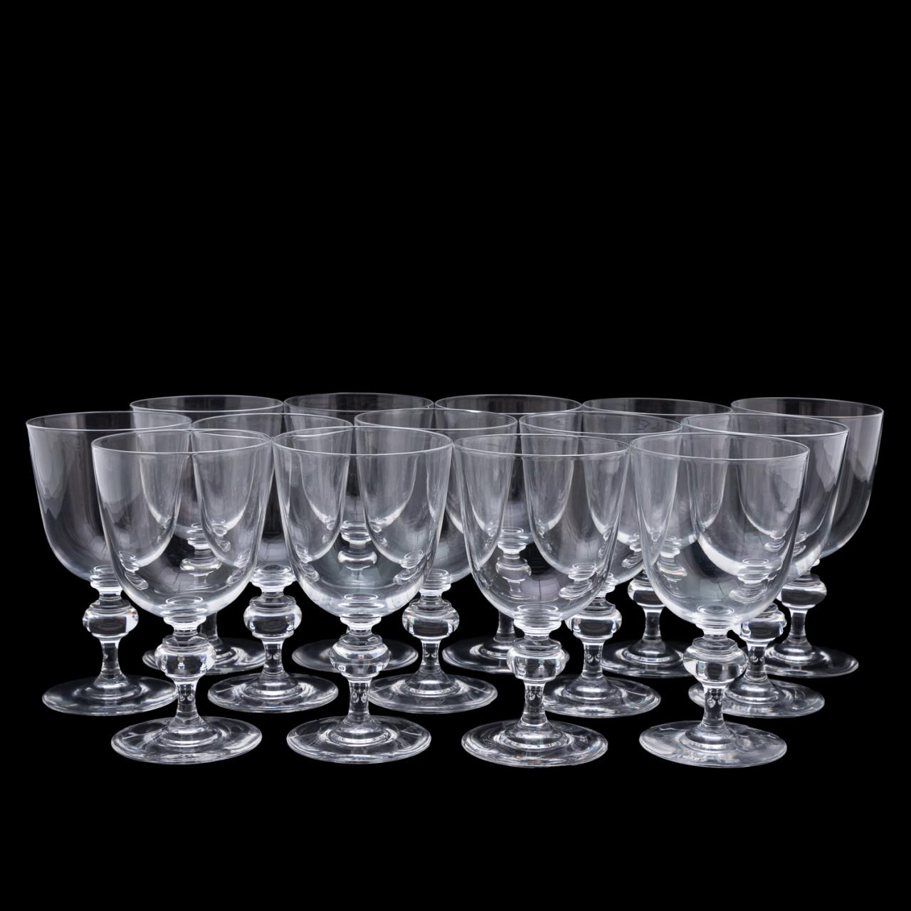 SET OF 14 STEUBEN GLASS GOBLETS,