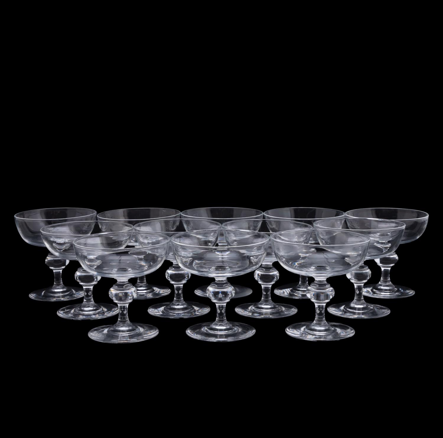 SET OF 12 STEUBEN CHAMPAGNE COUPES,