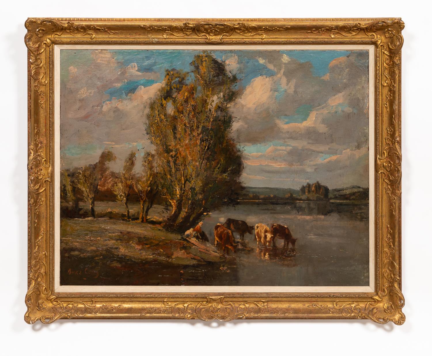 JULES LEROY, LANDSCAPE WITH COWS,