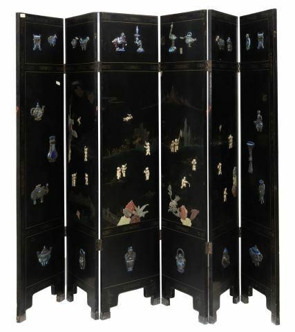 CHINESE 6 PANEL LACQUER SCREEN 35afc2