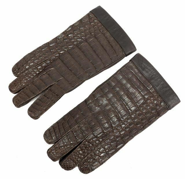 (1 PR) ALLIGATOR, LEATHER & CASHMERE