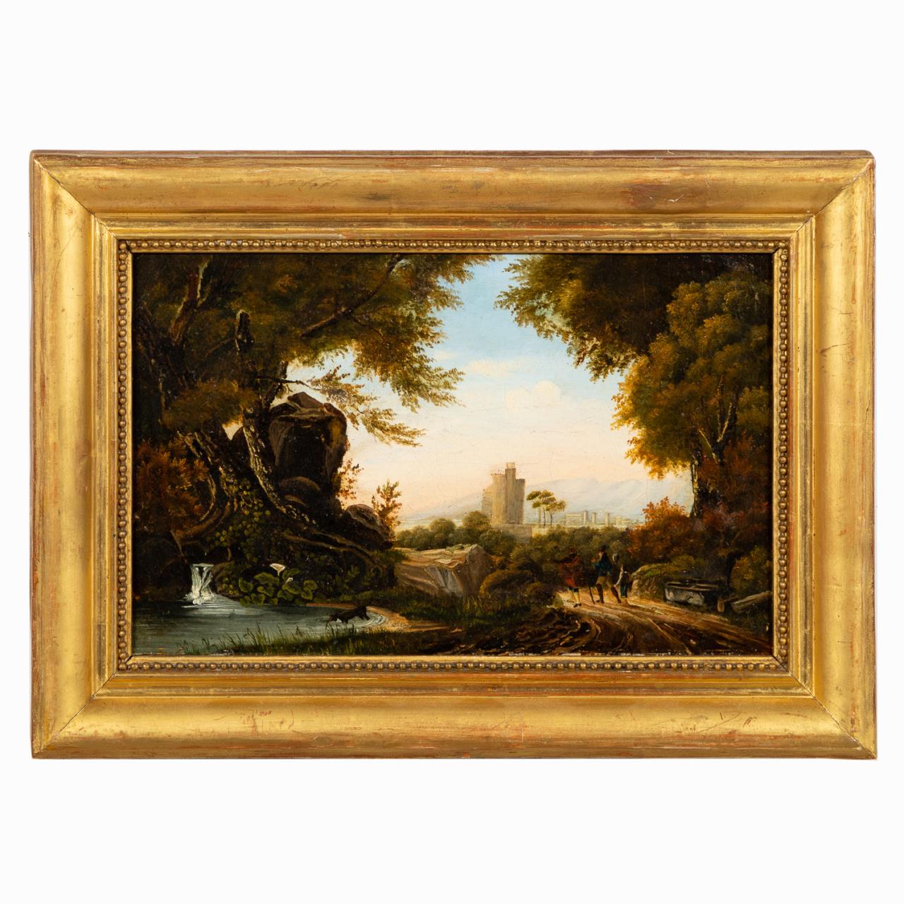 19TH C ITALIAN CAPRICCIO OIL 35b078