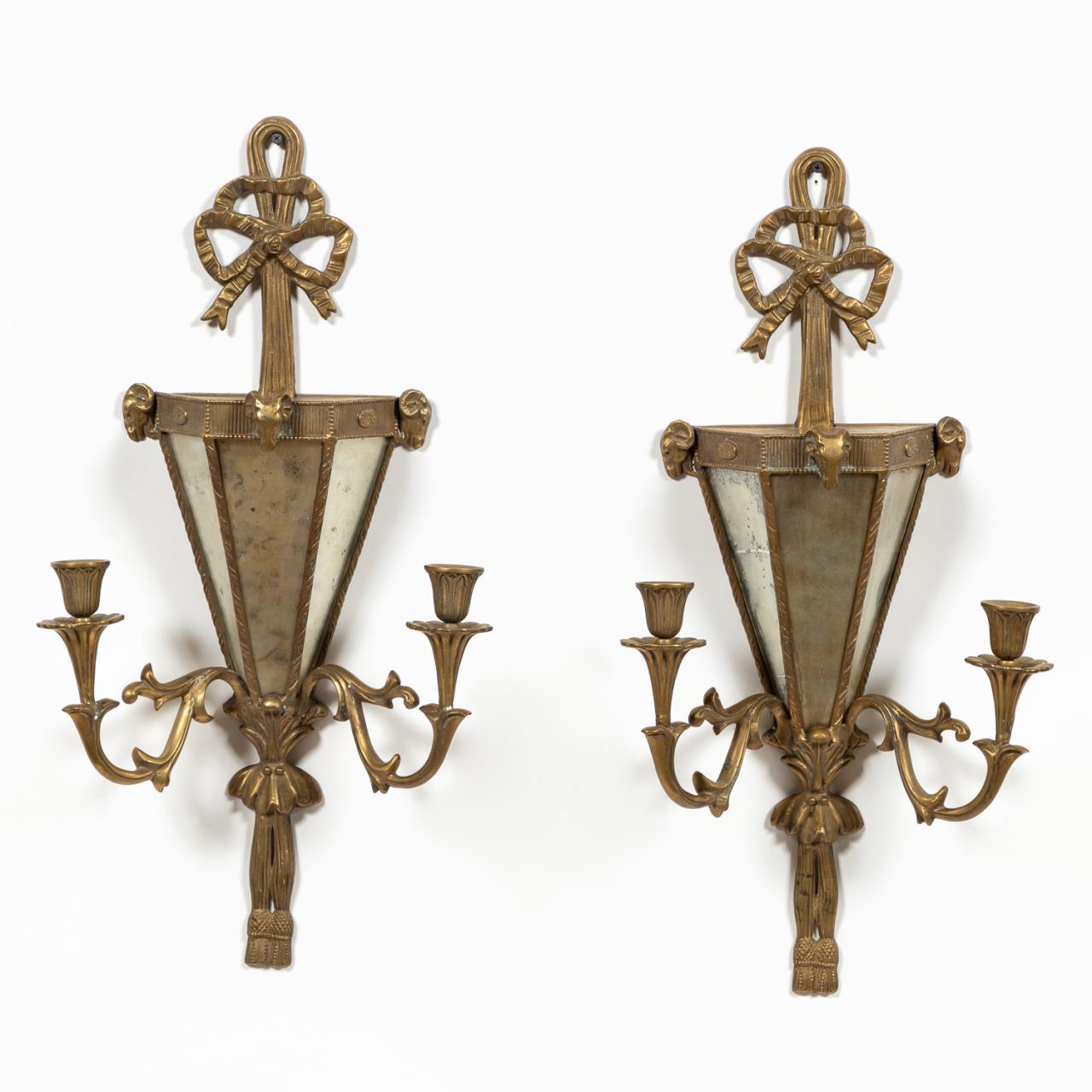 PAIR BRASS TWO LIGHT RAMS HEAD 35b0ad