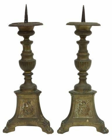  2 CONTINENTAL BRONZE ALTAR CANDLE 35b0ed