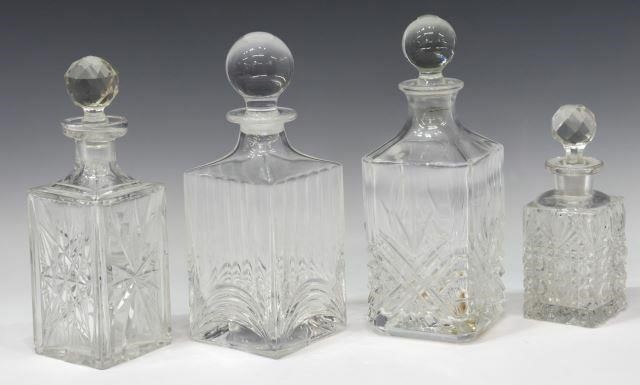 (4) CUT GLASS LIQUOR DECANTERS & STOPPERS(lot