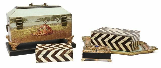 (5) DECORATIVE TABLE BOXES & FLORENTINE