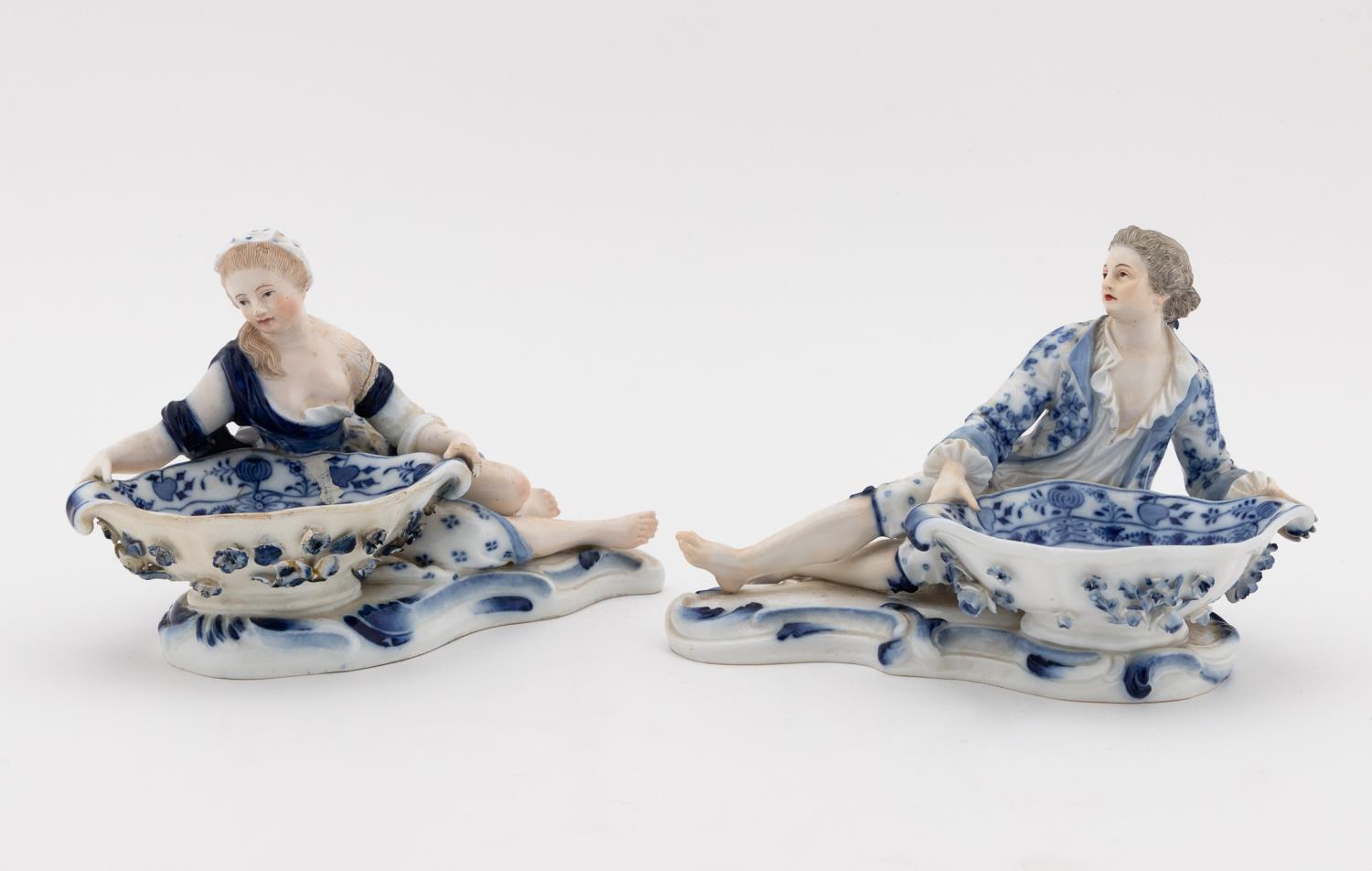 PAIR, MEISSEN "BLUE ONION" FIGURAL