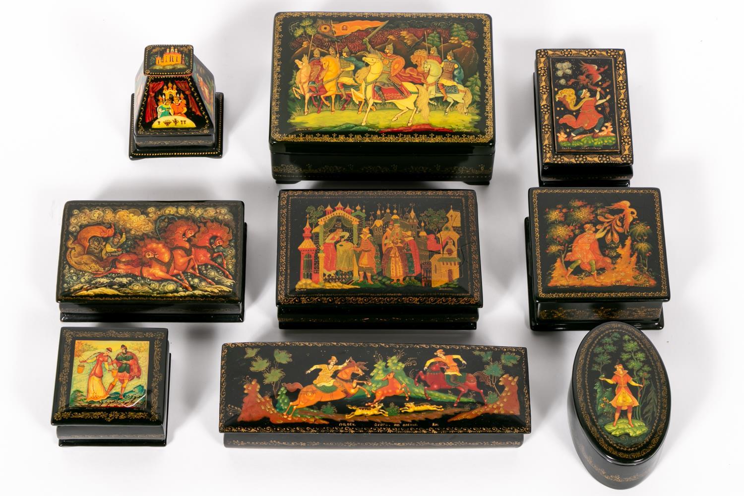 NINE RUSSIAN LACQUERED BOXES FAIRY 35b186