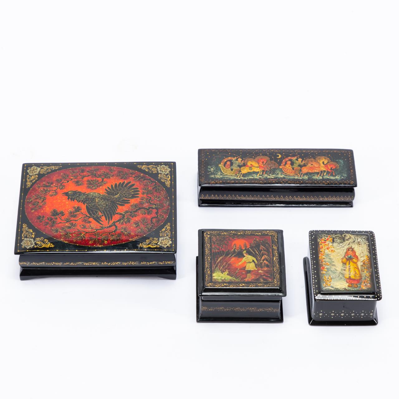 GROUP OF FOUR RUSSIAN LACQUERED 35b197