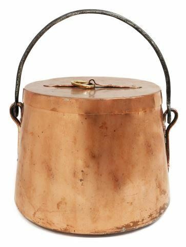 LARGE COPPER LIDDED POT IRON BAIL 35b1ed