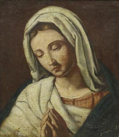 OIL PAINTING VIRGIN IN PRAYER AFTER