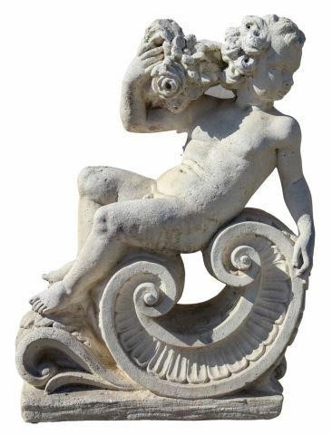 LARGE CAST STONE CHERUB GARDEN