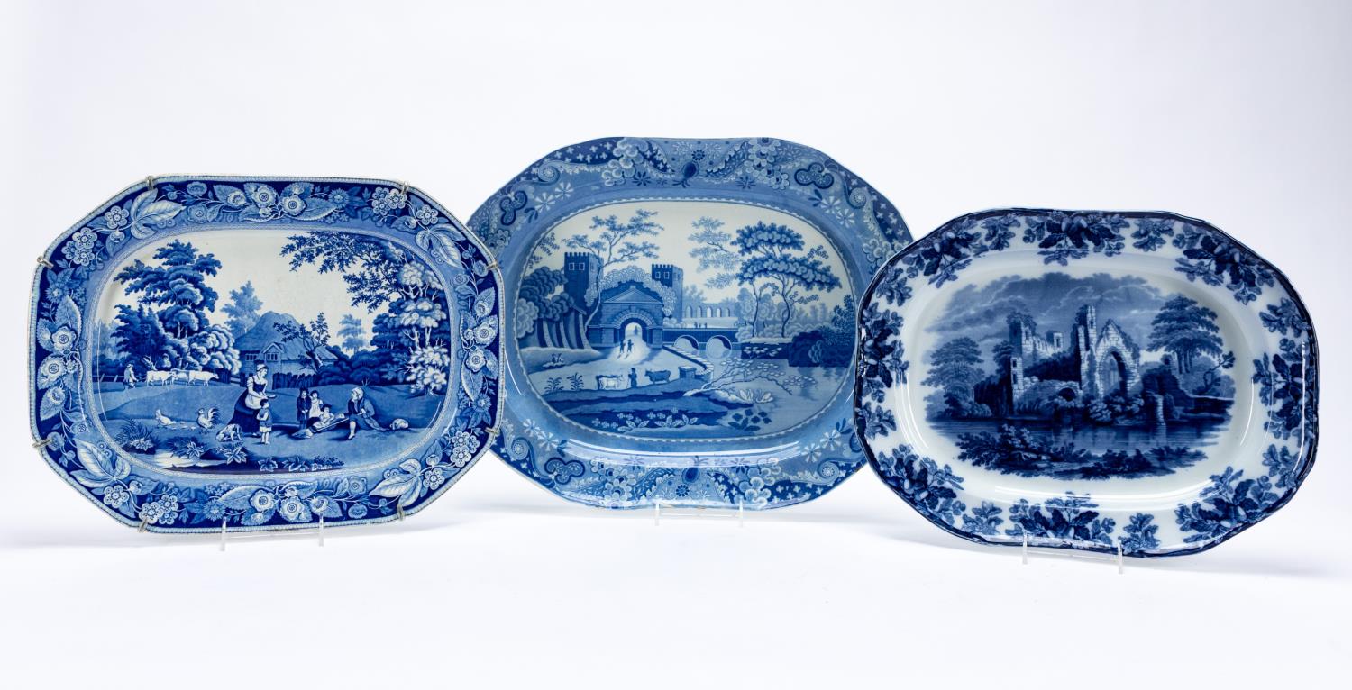 THREE 19TH C ENGLISH BLUE WHITE 35b225