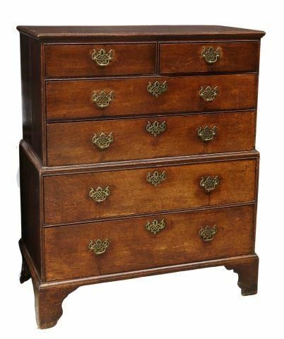 ENGLISH GEORGIAN PERIOD OAK CHEST 35b257