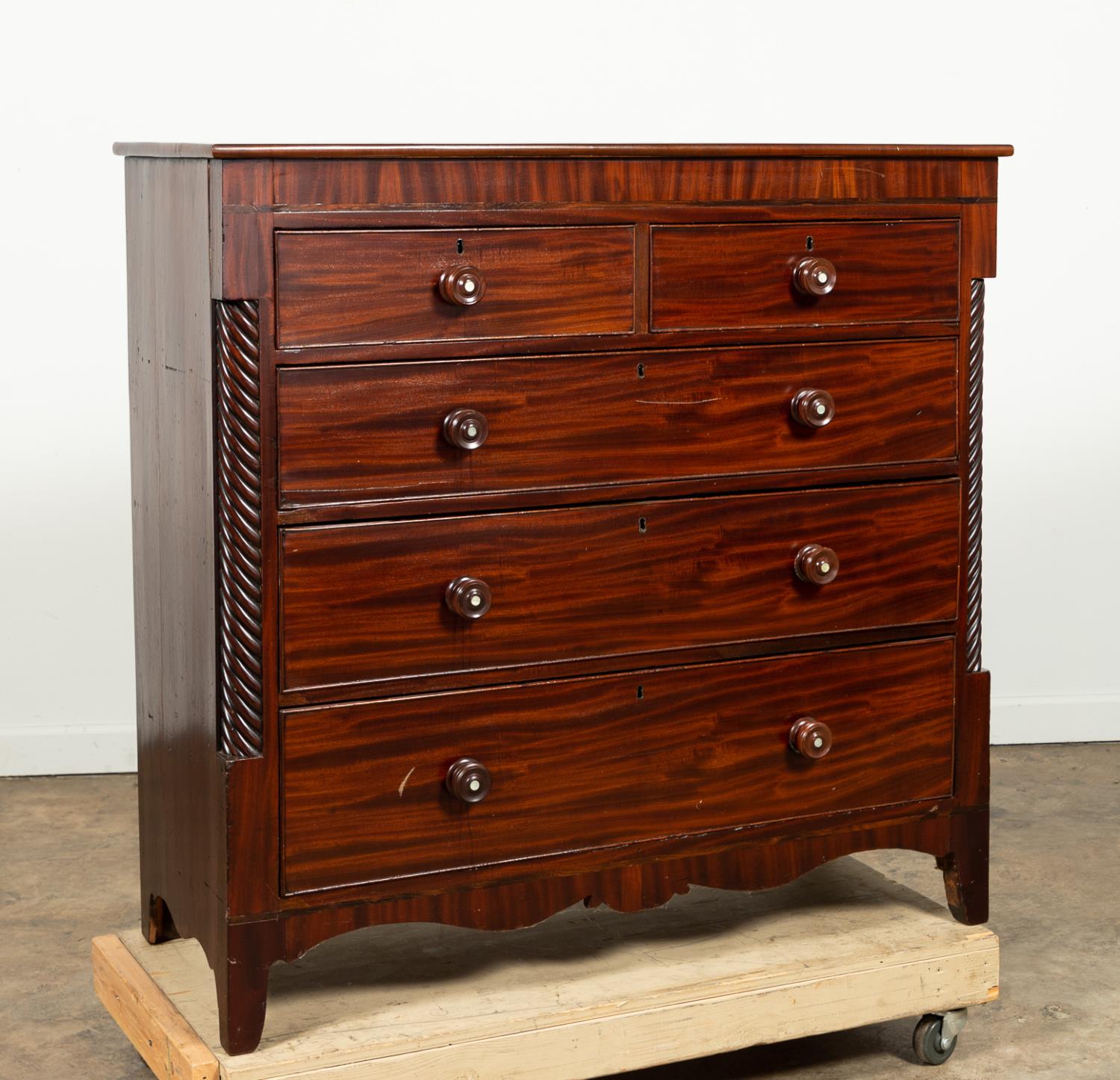 19TH C. VICTORIAN CHERRY FIVE DRAWER