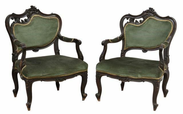  2 ITALIAN LOUIS XV STYLE UPHOLSTERED 35b273