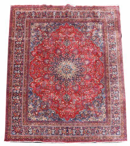 HAND-TIED PERSIAN MASHAD RUG, 12'11