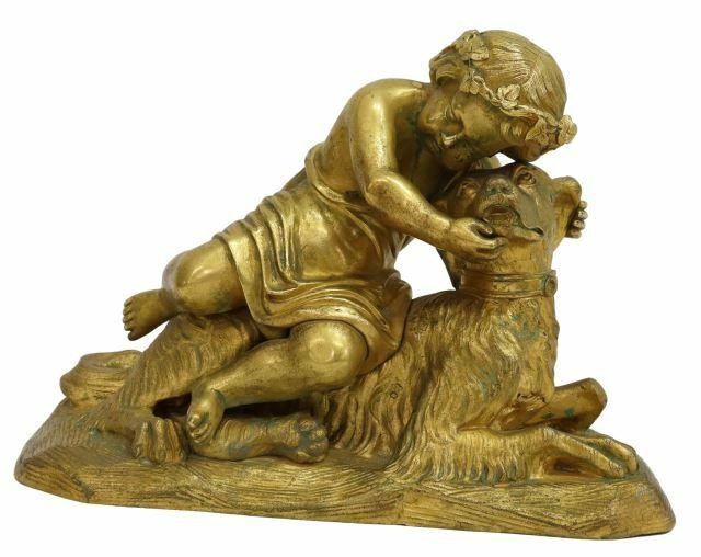 FRENCH BRONZE DORE SCULPTURE PUTTI 35b2d1