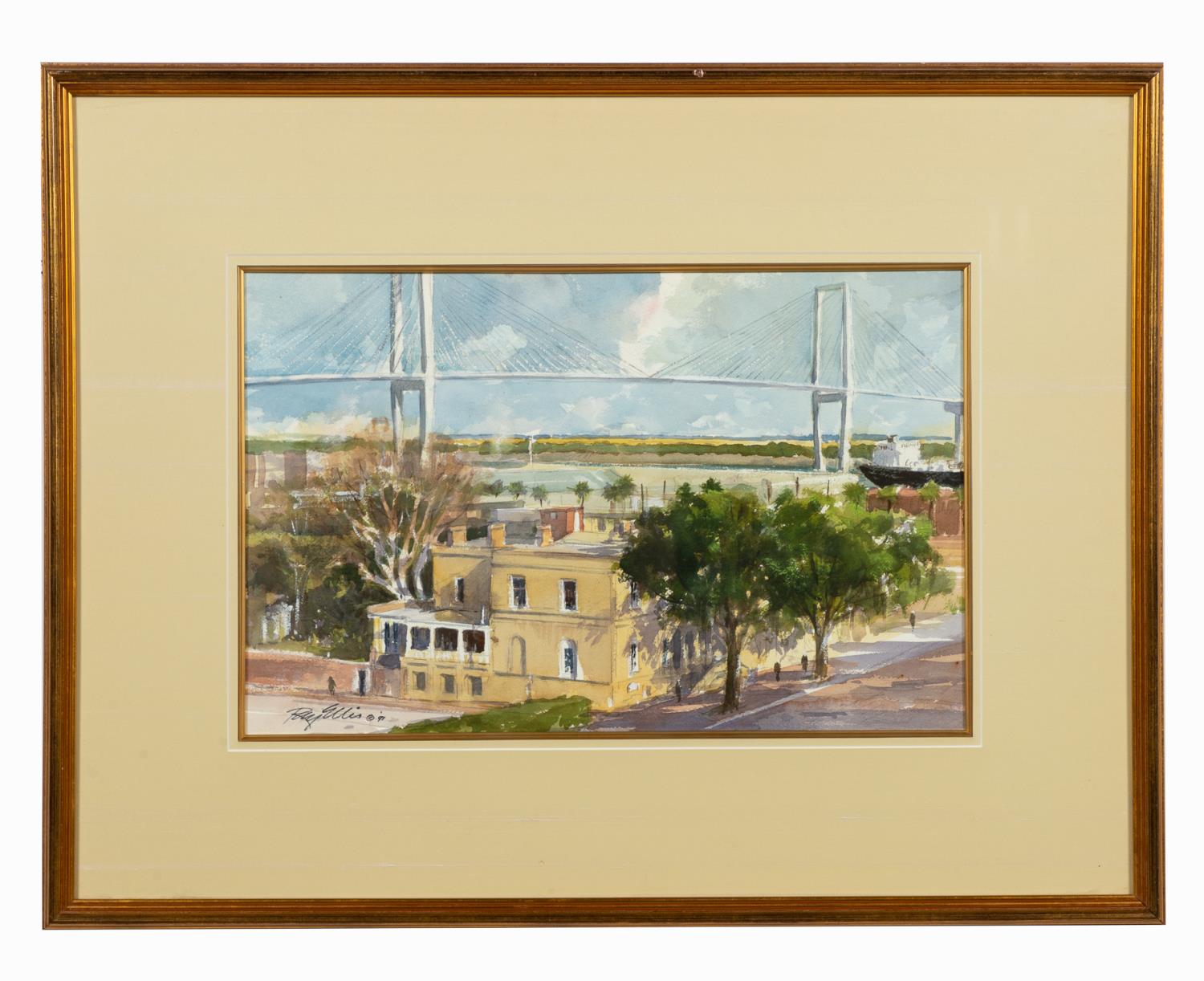 RAY ELLIS SAVANNAH ROOFTOPS WATERCOLOR  35b2d9