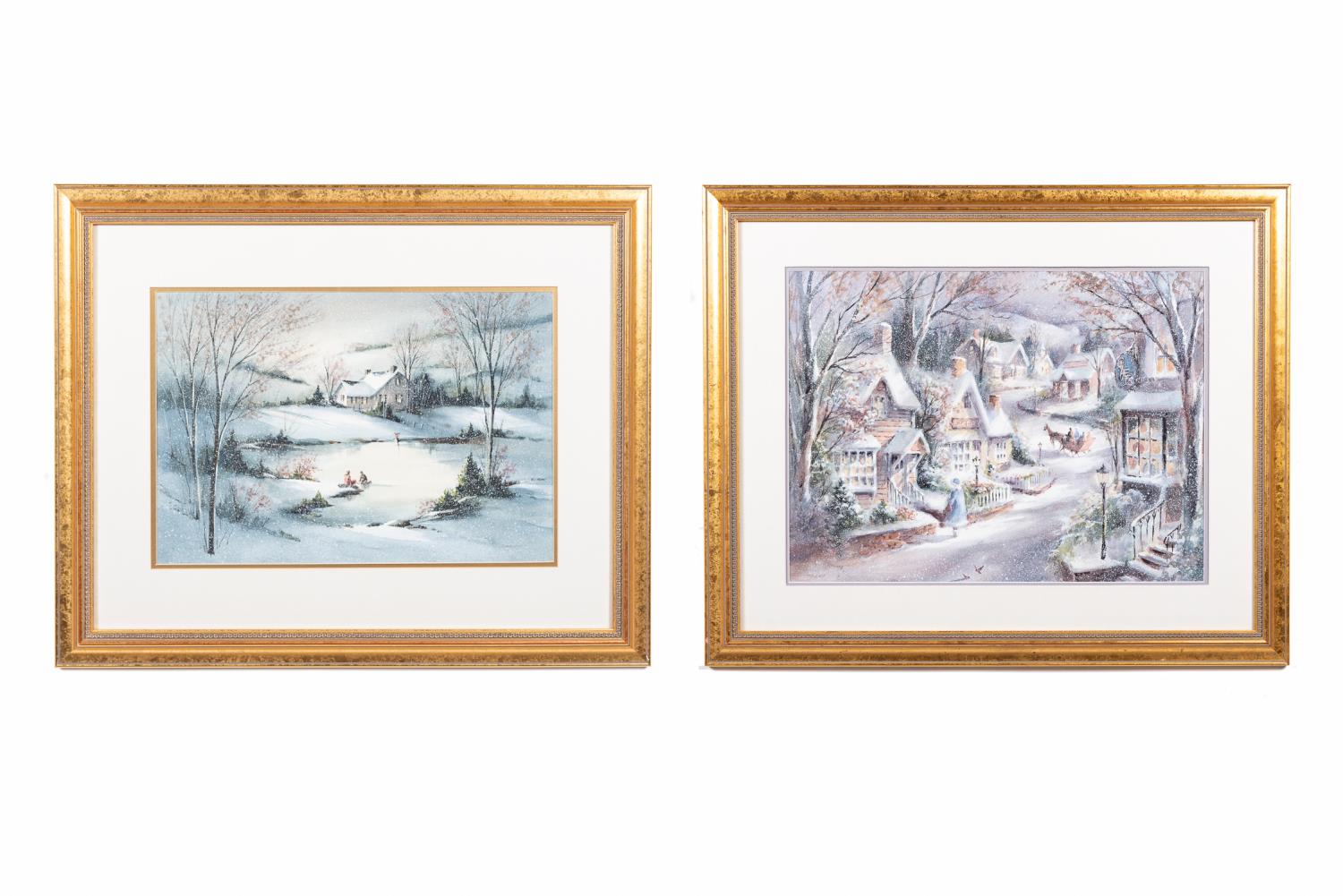 TWO GEORGE BJORKLAND WINTER WATERCOLORS 35b2fc