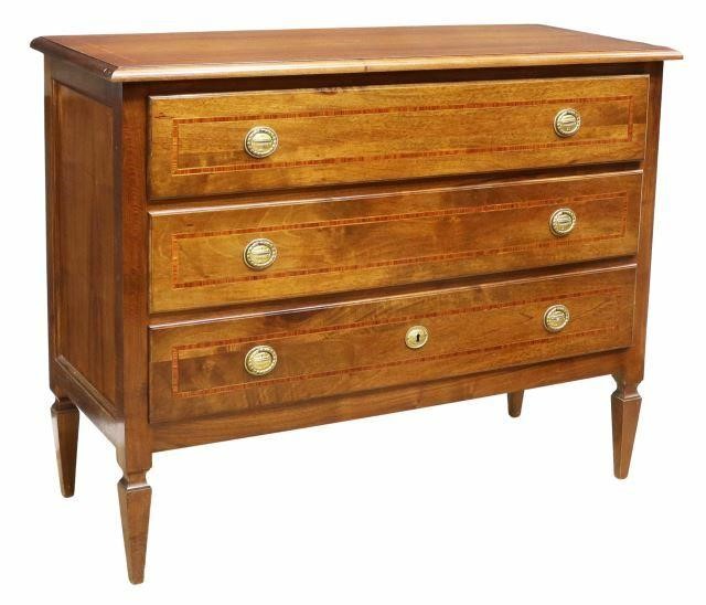 ITALIAN NEOCLASSICAL WALNUT THREE DRAWER 35b32c