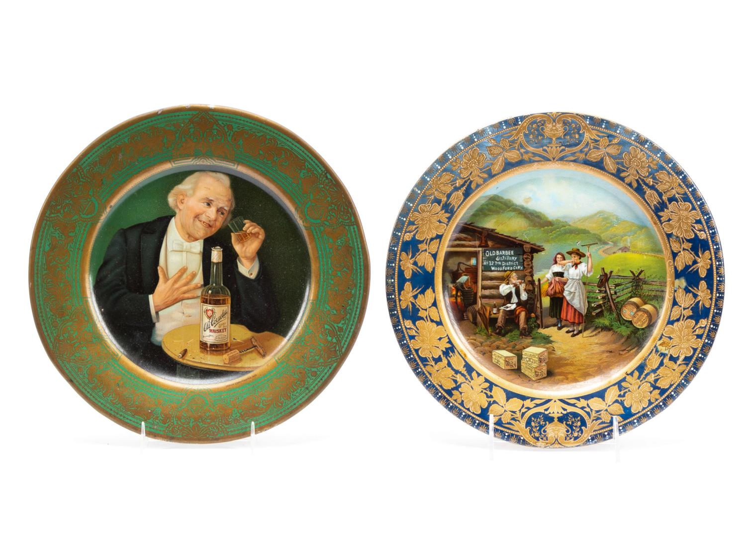 TWO VIENNA ART PLATES TIN ADVERTISING 35b345