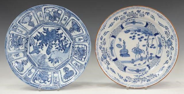 2) DELFT BLUE & WHITE FAIENCE CHINOISERIE