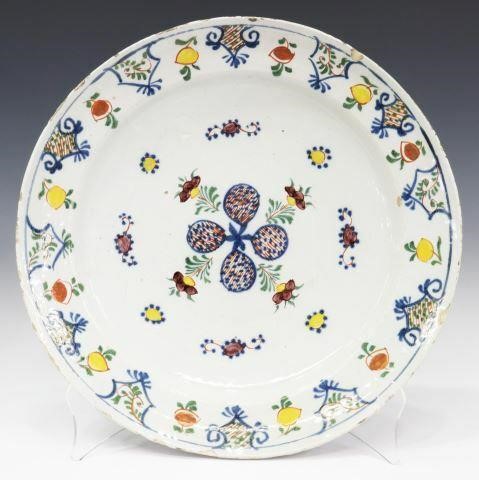 DELFT POLYCHROME FAIENCE CHARGER, LATE