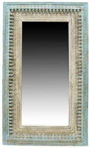 LARGE CARVED PAINTED MIRROR  35b3ab