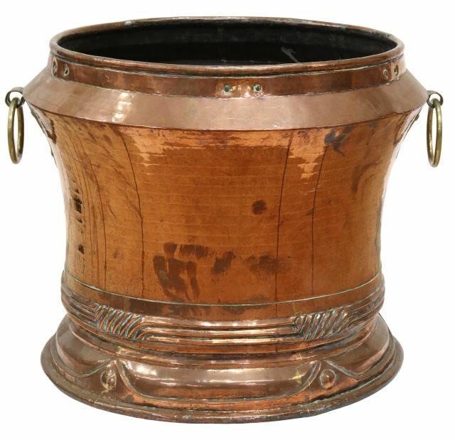 LARGE REPOUSSE COPPER PLANTER BRASS