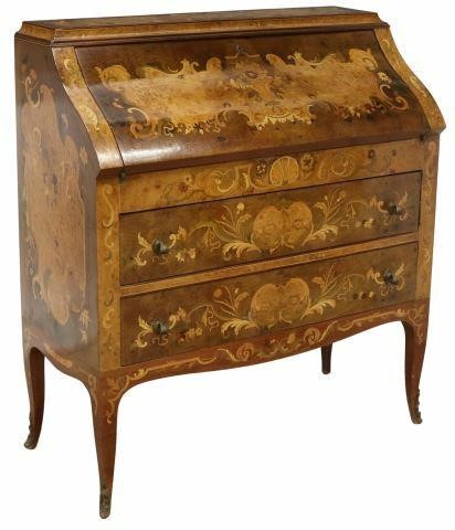 ITALIAN FLORAL MARQUETRY SLANT-FRONT
