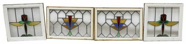 (4) ENGLISH STAINED & LEADED GLASS