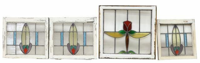  4 ENGLISH STAINED LEADED GLASS 35b449