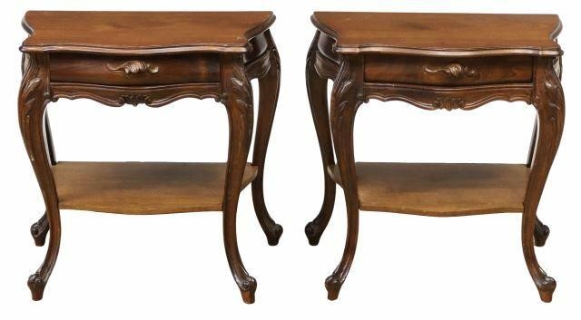  2 LOUIS XV STYLE CARVED WALNUT 35b452