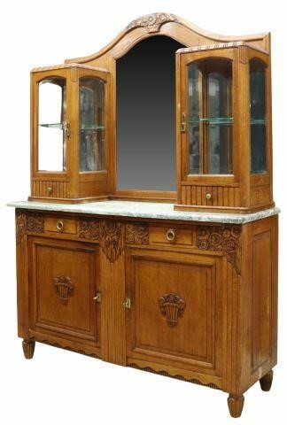 FRENCH ART DECO MARBLE TOP OAK 35b4ab