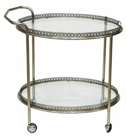 SILVER-TONE METAL & GLASS TWO-TIER