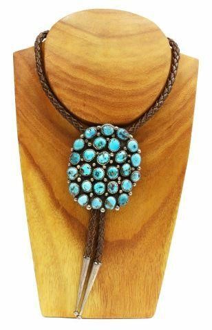 NATIVE AMERICAN SILVER & TURQUOISE BOLO