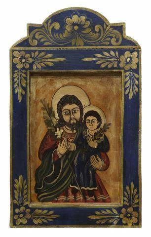 SPANISH COLONIAL STYLE PAINTING ST JOSEPH