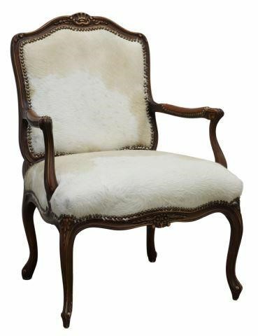 LOUIS XV STYLE COWHIDE UPHOLSTERED