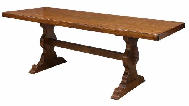 FRENCH PROVINCIAL OAK TRESTLE TABLEFrench