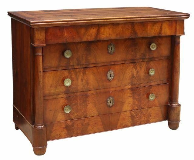 FRENCH EMPIRE STYLE WALNUT FOUR-DRAWER