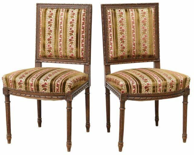  2 FRENCH LOUIS XVI STYLE UPHOLSTERED 35b591