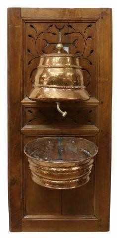 FRENCH COPPER OAK LAVABO FOUNTAINFrench 35b5aa