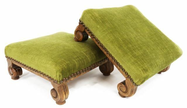 (2) PETITE FRENCH MOHAIR UPHOLSTERED