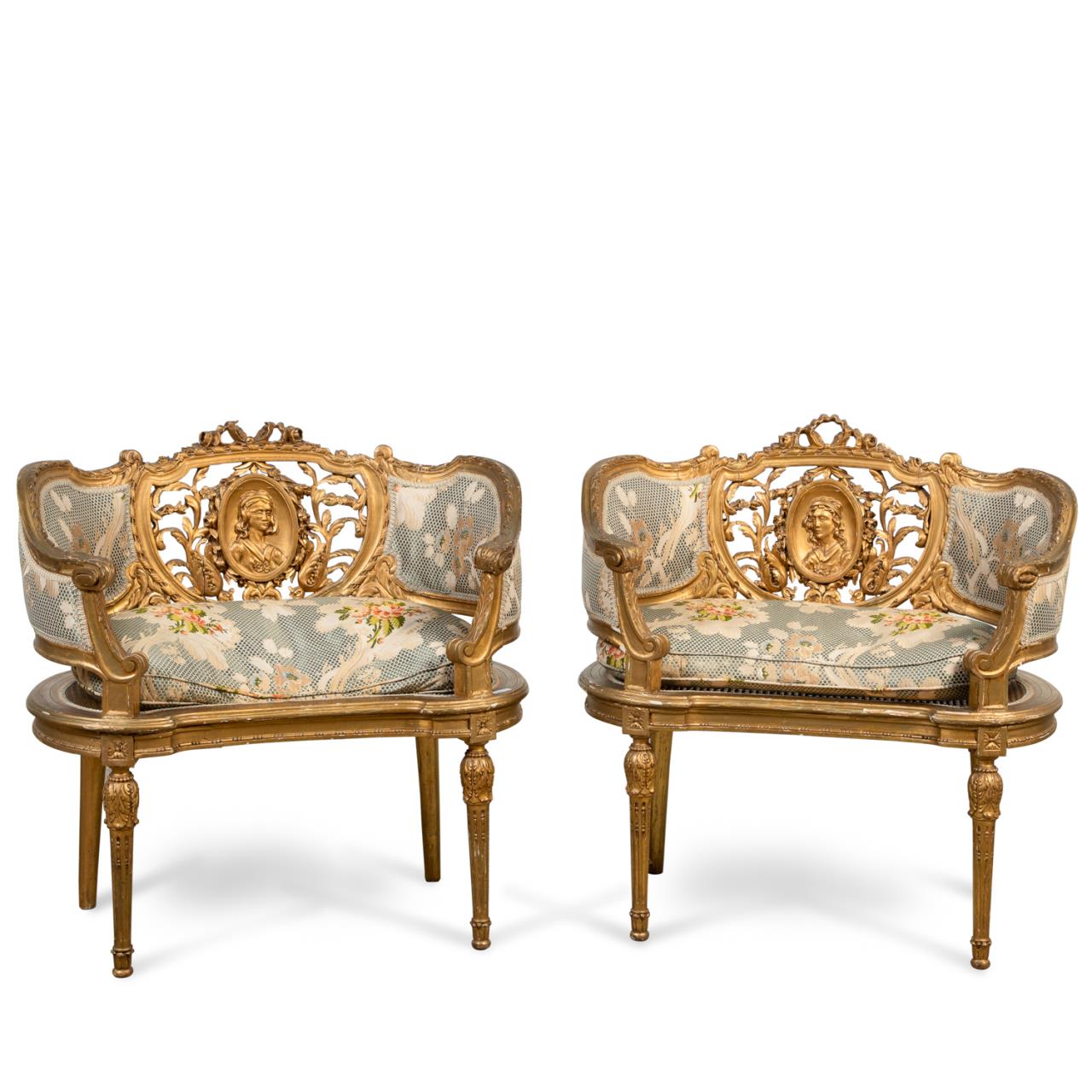 PAIR LOUIS XVI STYLE GOLD PAINTED