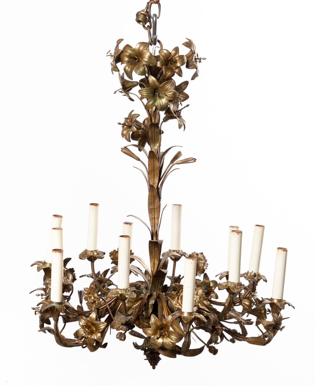 FRENCH GILT BRONZE FLORAL TWELVE LIGHT 358f61