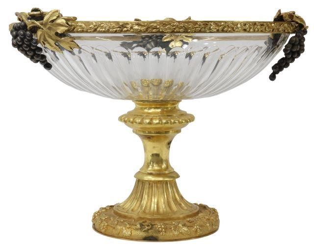 GILT METAL & GLASS PEDESTAL BOWL